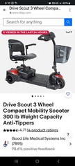 eWheels EW-19 15 MPH Sporty Electric 3 Wheeled Mobility Scooter – Red