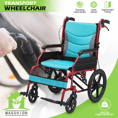 [FDA APPROVED]Foldable Lightweight Transport Wheelchair w/Handbrakes & Footrest