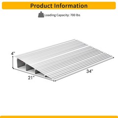 4″ Door Threshold Ramp Aluminum Adjustable Rise Entry Ramp for Wheelchair