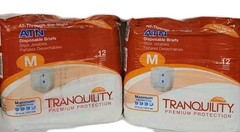 Tranquility Slim Disposable Briefs, Size M. 2 Packages of 12- #2185 Adult Diaper
