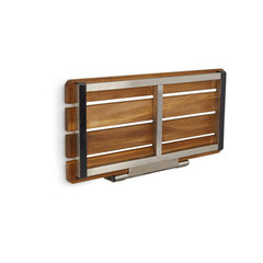 Catalina 29 In. X 16.5 In. Natural Teak Wood Side Wall-Mount Folding Tub Seat wi