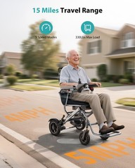 33lb Lightweight Electric Wheelchairs for Adults, 20 Mi & 360W Dual Motor, Black