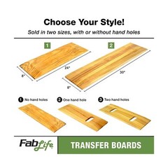 Fablife 50-3004 Transfer Board, 2 Handgrips, 8″ x 24″ 8″ X 24″ Wood – 2 Cutouts
