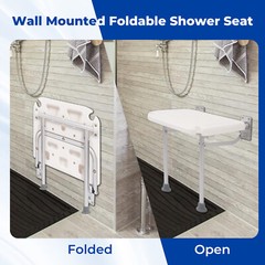 Folding Shower Seat for Shower Chair Bench Wall Safety Mounted Bathroom Bathtub
