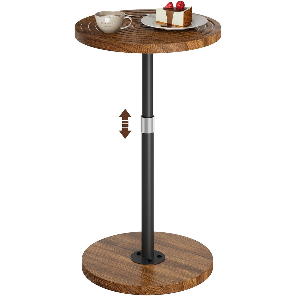 Asgolion Round Small Side Table Adjustable-Height Drink Table Pedestal Martini
