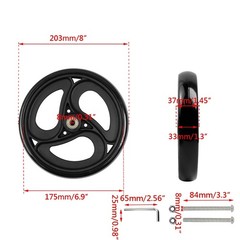 2 Pcs 8 Inch Solid Replacement Wheels for Wheelchairs, Walkers, Rollators – Blac