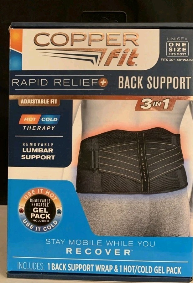 Copper Fit Rapid Relief 3-In-1 Hot/Cold Therapy Back Support One Size Fits Most