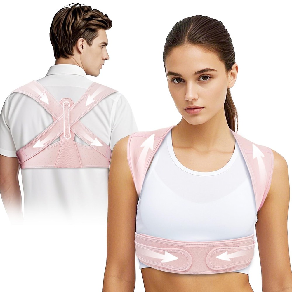 TEE TEA Shoulder Posture Corrector for Women & Men – Adjustable L/XL, Pink