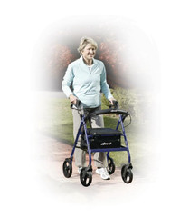 Drive Medical Four Wheel Rollator Rolling Walker with Fold Up Removable Back Sup