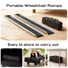 2PCS 700 lbs Folding Wheelchair Ramp Aluminum Mobility Ramp Portable