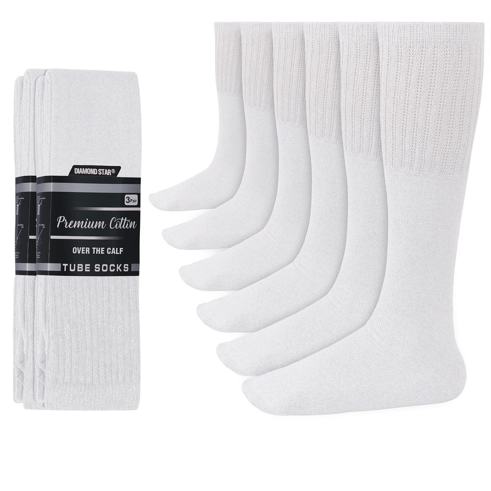 6 Pairs Men’s Over the Calf Tube Socks, Cushioned Cotton Athletic Knee High S…