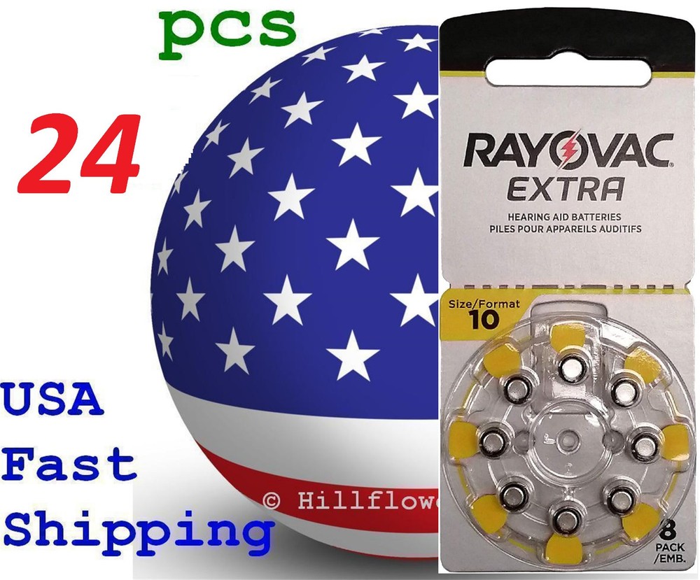 24 X A10 10 Size 10 PR70 Rayovac Extra Card 1.5V Zinc Air Hearing Aid Battery
