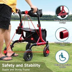 Rollator Walker with Non-Pneumatic Tires – All Terrain Rollator Walker with Seat