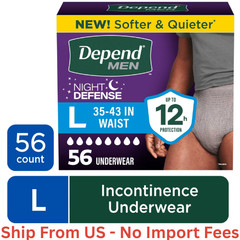 Depend Night Defense Incontinence Underwear for Men, Adult Diapers, L, 56 Count