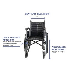 Invacare Tracer EX2 Wheelchair, 18in Seat, Full Arms & Swing-Away Footrests