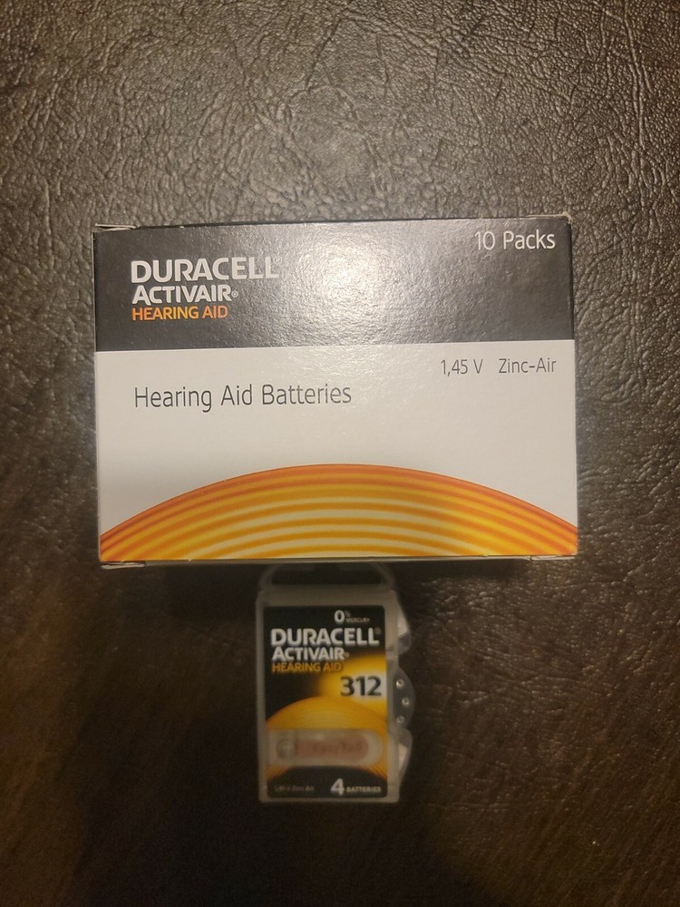 New 40 Batteries Duracell Activair Hearing Aid Batteries Size 312 Exp 07-2024. C
