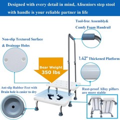 Aliseniors Step Stool with Handle and Non-Skid Platform, Heavy Duty 2 Steps M…