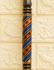 Handmade Ebony Wood Walking Cane – Lapis Amber Inlaid Brass Wire Travel Stick