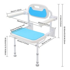 Foldable Shower Chair 5 Levels Adjustable Wall Mount Folding Bathing Seat 330lbs
