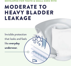 Incontinence Briefs, Unisex, Maximum Absorbency, Youth (15″ – 22″), 16