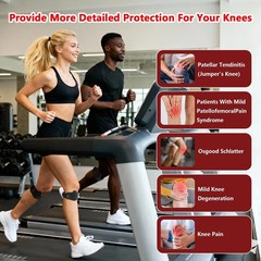 2 Pack Patellar Tendon Support Straps, Adjustable Non-slip 2-Pack, Black