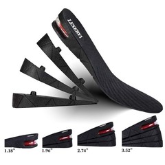 Height Increase Insole, 4-Layer Heel Shoe Lift with 1 Pair (Pack of 2), Black