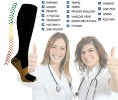 6 Pairs Copper Compression Socks 20-30mmHg Graduated Support Mens Womens S-XXL