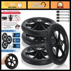 4 Pack 8″ Replacement Wheelchair Wheels – Wear-Resistant PU Tires, Anti-Slip Rol