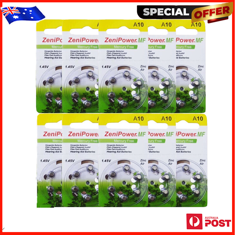 10 Size 10 Hearing Aid Battery Zenipower label CIC CANAL ALL BRAND 60 pcs