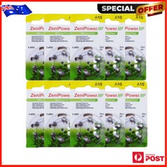 10 Size 10 Hearing Aid Battery Zenipower label CIC CANAL ALL BRAND 60 pcs