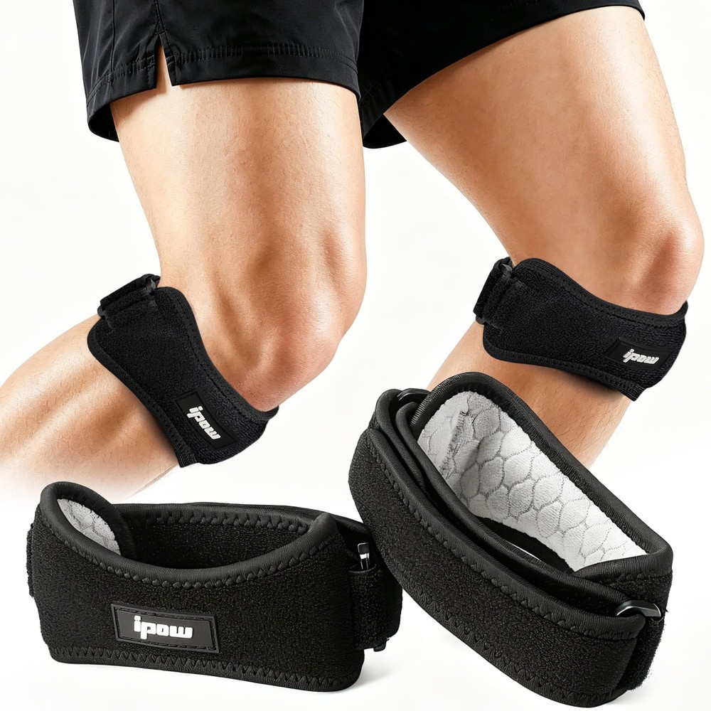 IPOW 2 Pack Knee Pain Relief & Patella Stabilizer Strap Large, Black