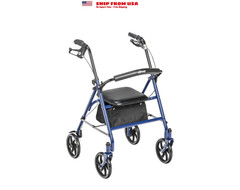 Drive Medical Four Wheel Rollator Rolling Walker with Fold Up Removable Back Sup