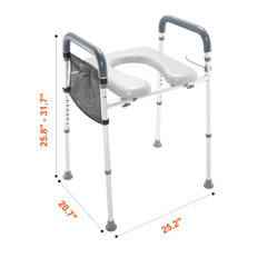 KFFKFF Raised Toilet Seat Adjustable Height 350lb Cushioned Aluminum