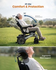 Foldable Electric Wheelchairs 80lb Reclining Motorized 15Miles Adjustable Height