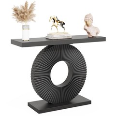Tribesigns Modern Console Table Geometric Base 40 Inch Wood Entryway Table Sofa