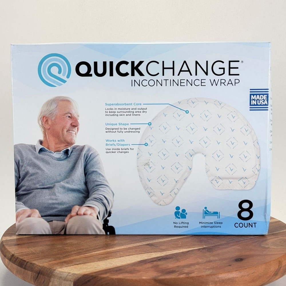 QuickChange Male Maximum Absorbency Incontinence Wrap One-Size 8 Count – NEW
