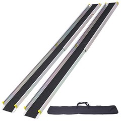 Adjustable Wheelchair Ramps 48-84" 600LB Capacity Aluminum 2-PC Set