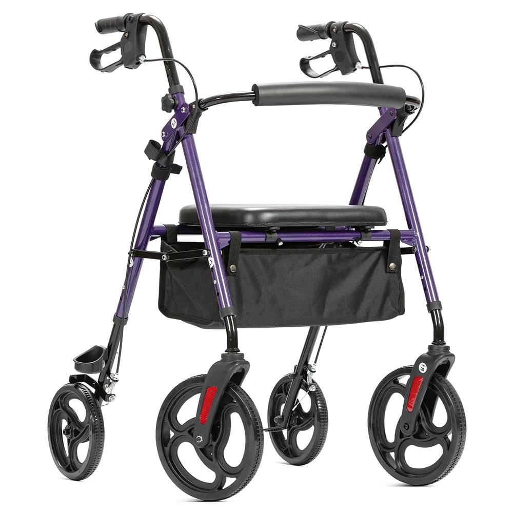 Elenker Rollator Walker Medical Mobility with 10″ Wheel Adjustable Seat Arms