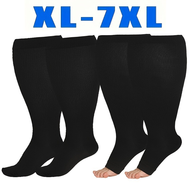 3 Pairs Plus Size Compression Socks 20-30 Mmhg Breathable Circulation Calf Socks