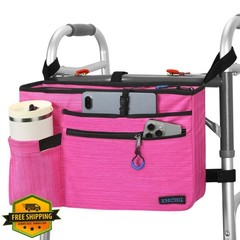 ZHCHG Walker Bag Pink – Detachable Cup Holder Seniors Gift