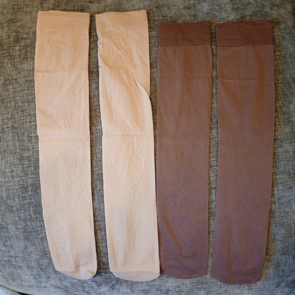 Celeste Stein Compression Socks Knee Length Closed Toe Beige Brown Latex Free