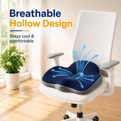 Memory Foam Seat Cushion for Tailbone & Lower Back Pain Relief | Contoured Desig