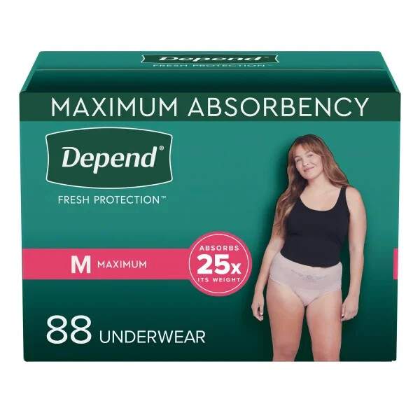 Depend Women’s Maximum Absorbency Underwear, 88 count