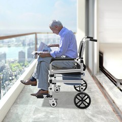 Foldable Shower Chair with Wheels Aluminum Alloy Height Adjustable Shower Chair