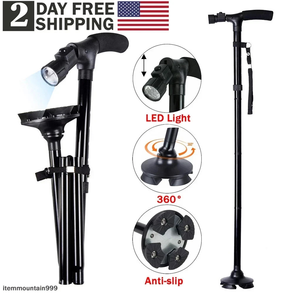 New Folding Walking Cane with LED Light Adjustable Walking Stick