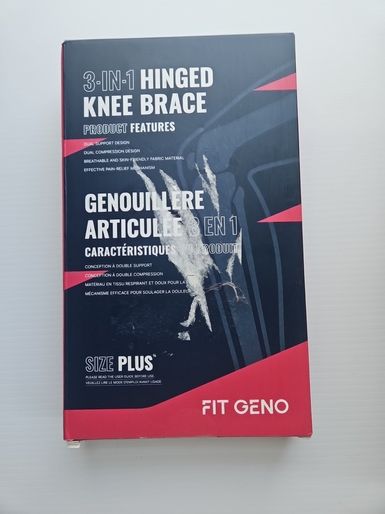 3-in-1 Hinged Knee Brace with Side Stabilizers Size Plus Fit Geno **Used**