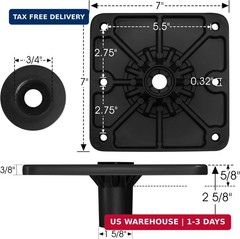 Aluminum Boat Seat Base, 7 x7 Inches, Boat Seat Pedestal Base Black 2 Pack