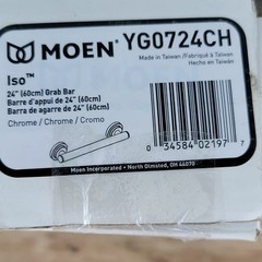 Moen Iso YG0724CH 24″ Straight Chrome Grab Bar Corrosion Resistant Silver
