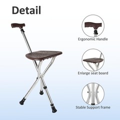 Lightweight Folding Walking Cane With Seat Chair For Seniors Balance 265 Lbs