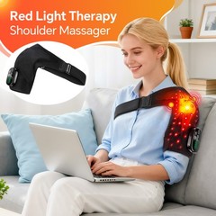 Red Light Shoulder Massager Pain Relief with 4 Heating Levels, 3 Vibration Modes